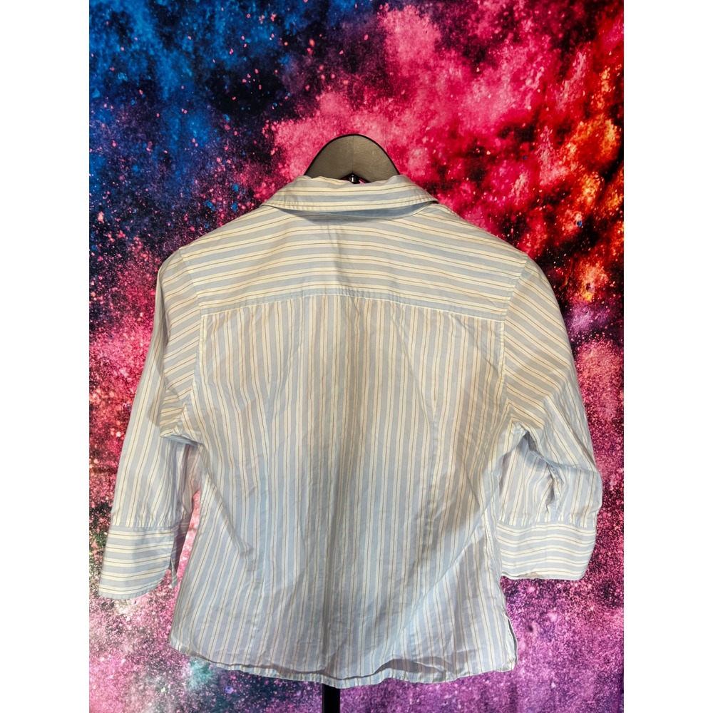 Thomas Pink London Womens Blue White Striped 3/4 Sleeve Button Down Shirt Sz 12 - Picture 3 of 5